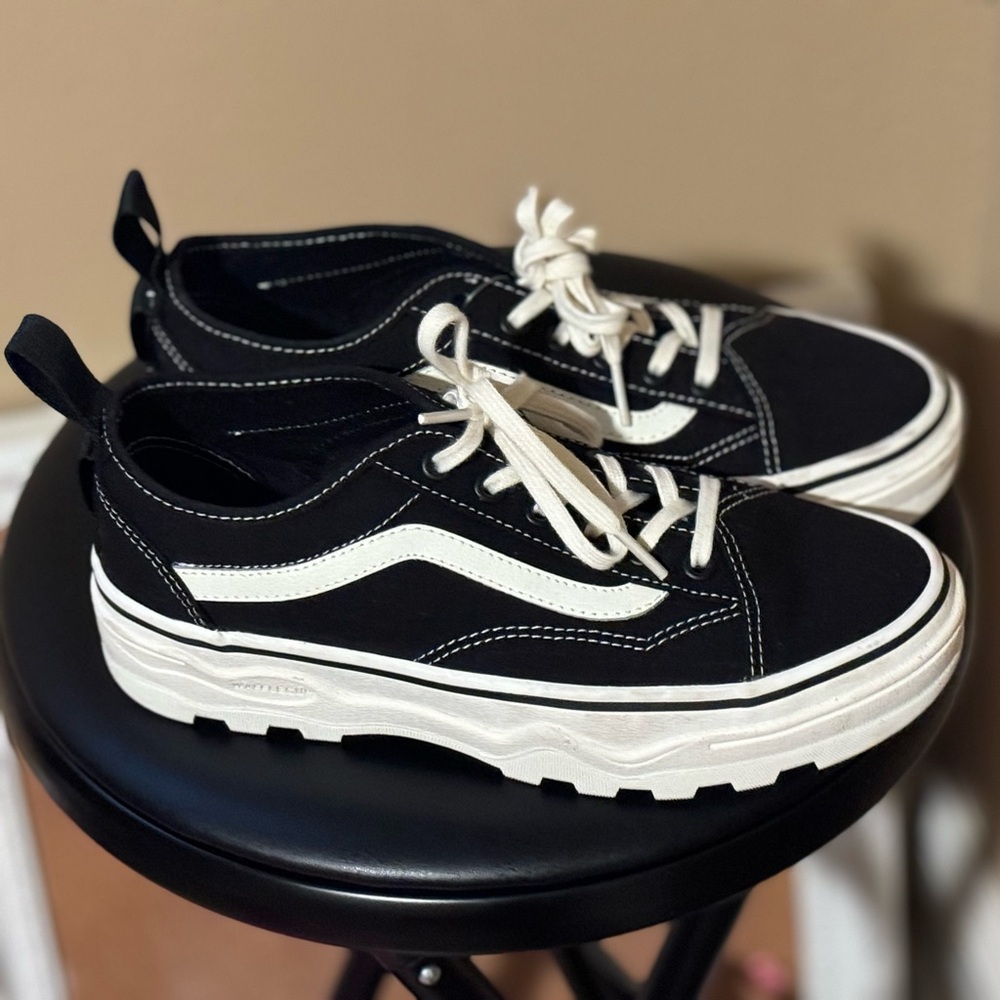 New Vans Old Skool Sentry Canvas Black White Platform Sneakers